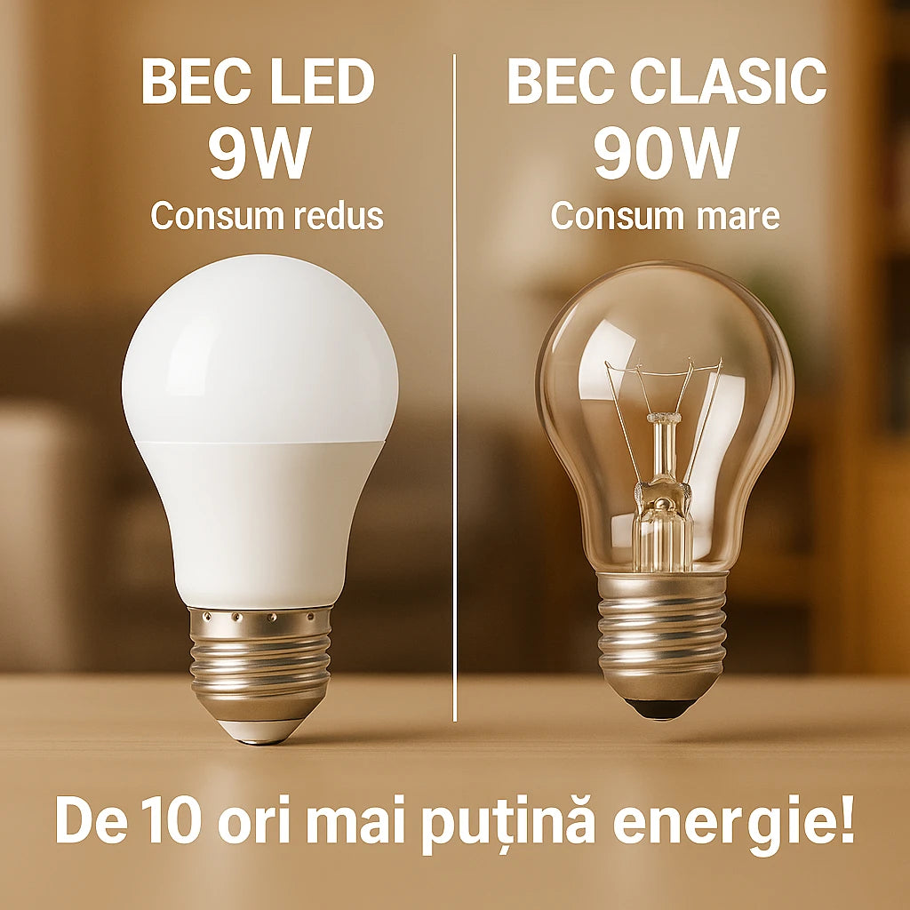 Pachet Promo 8 Becuri LED Ultra Economice (6+2 GRATIS), Consum Redus 90%, Iluminare Puternică, Durată 15 Ani