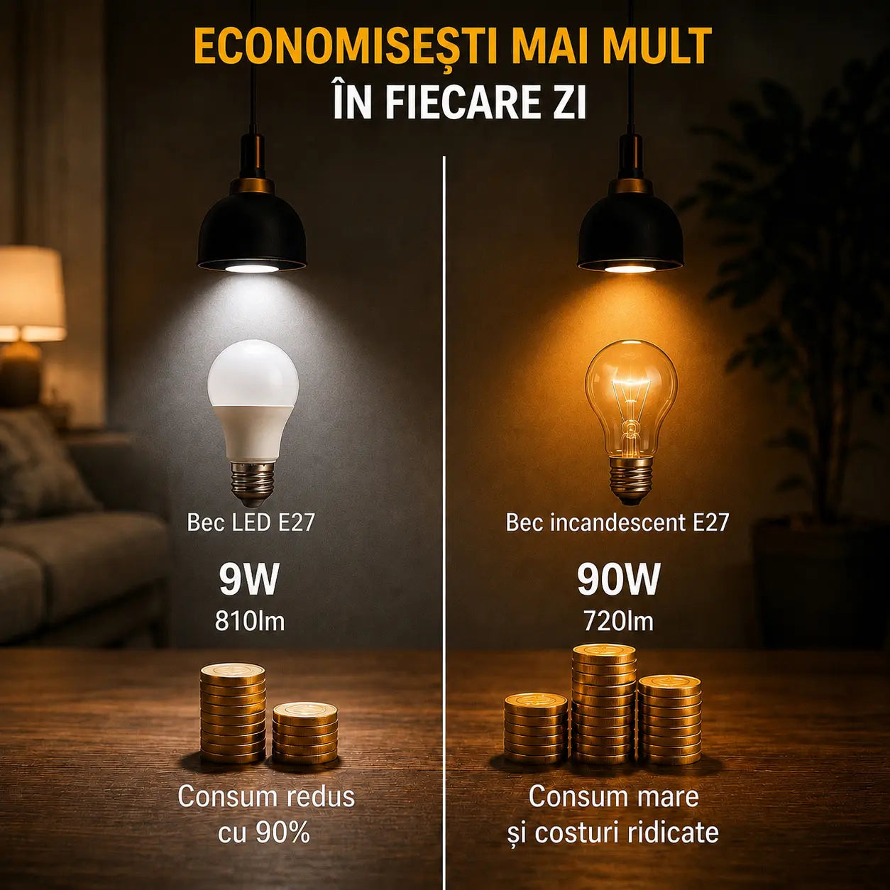 Pachet 8 Becuri LED Ultra Economice (6+2 GRATIS)