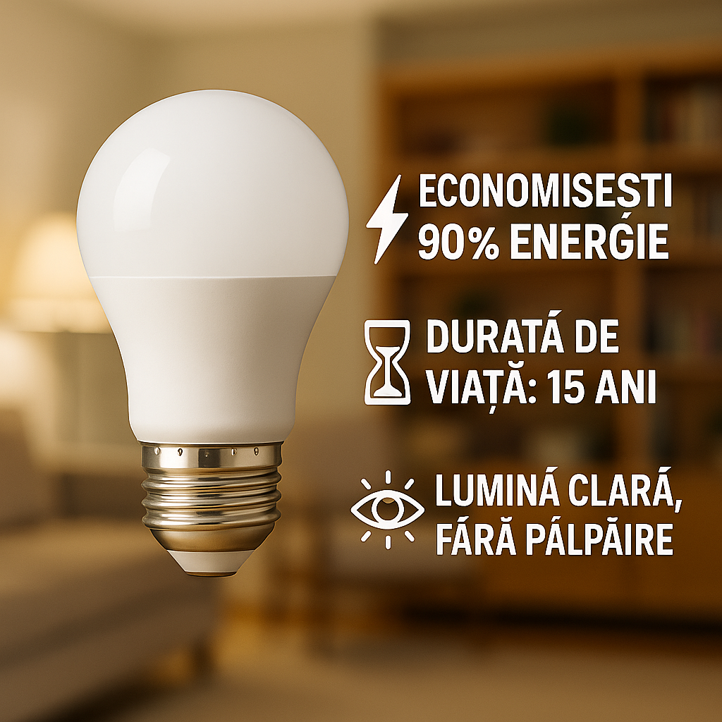 Pachet Promo 6+2 Becuri LED Ultra Economice, Consum Redus 90% la Curent, Iluminare Puternică, Durată 15 Ani