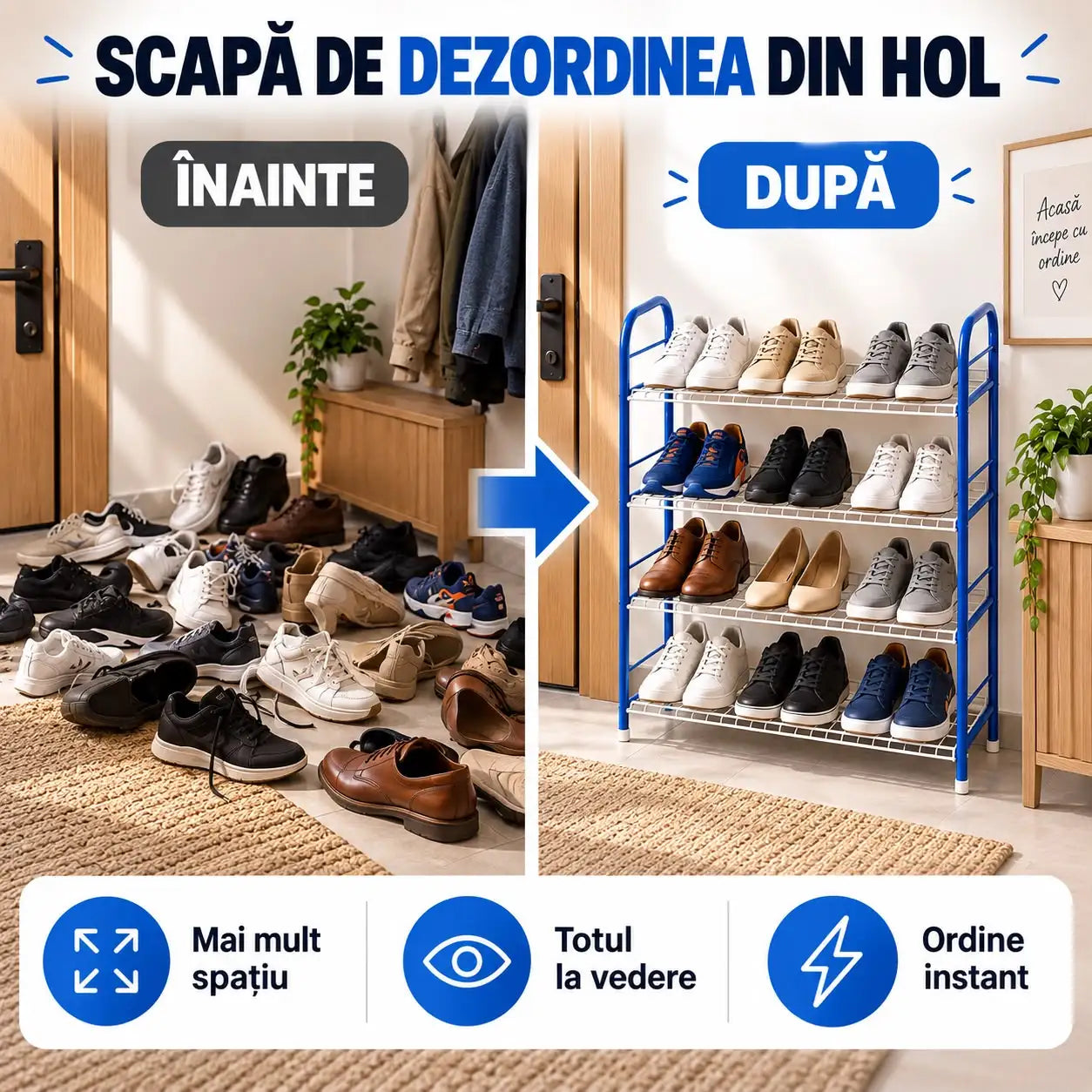 Suport Pantofi Compact • Până la 12 Perechi