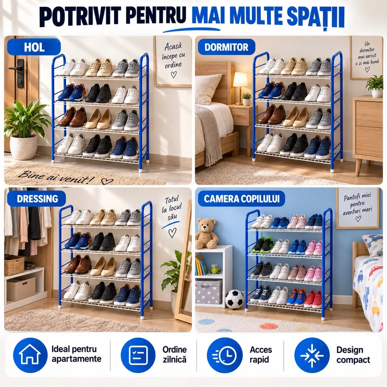 Suport Pantofi Compact • Până la 12 Perechi