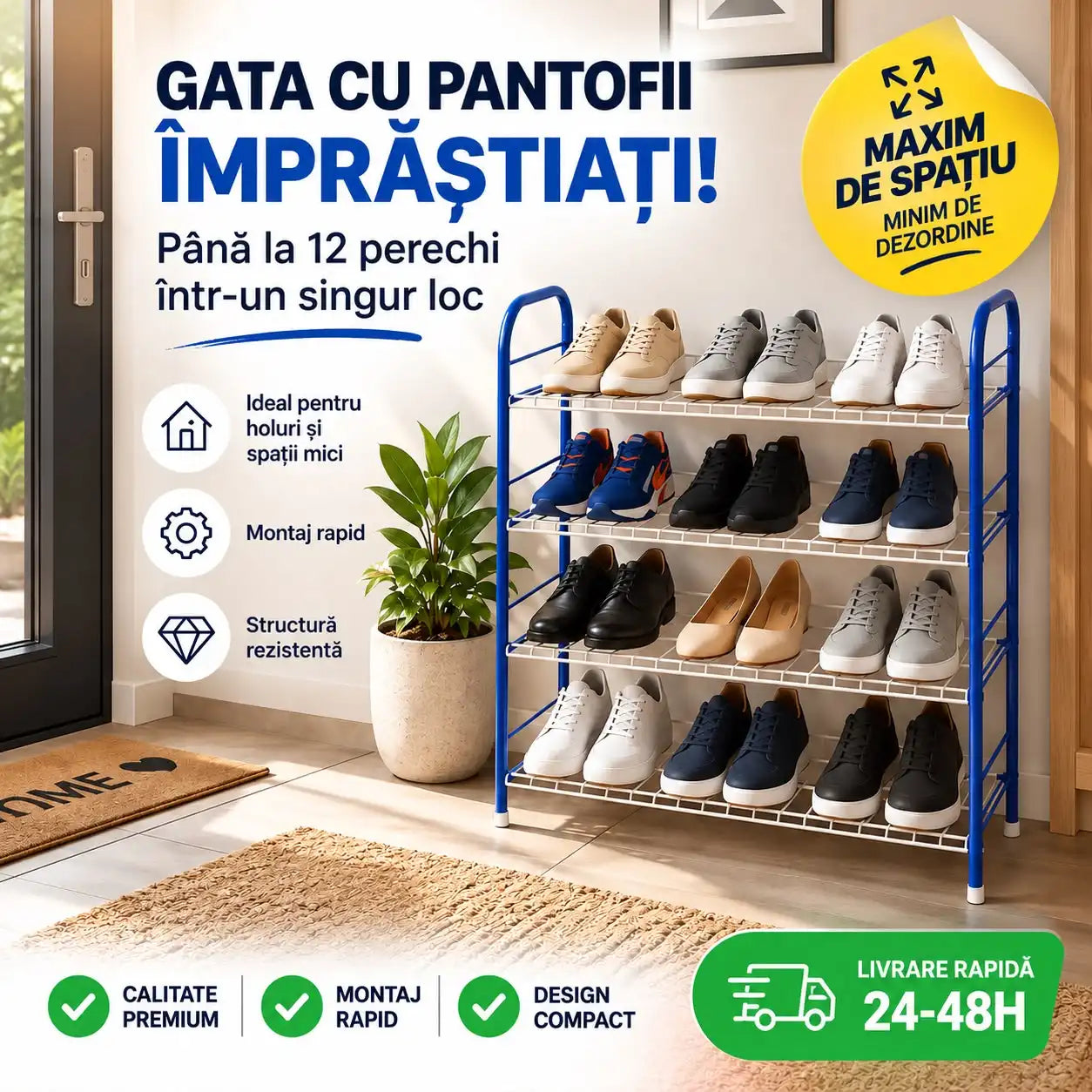 Suport Pantofi Compact • Până la 12 Perechi