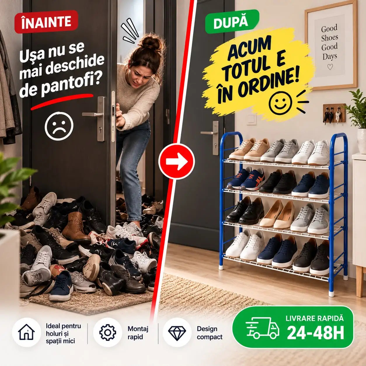 Suport Pantofi Compact • Până la 12 Perechi